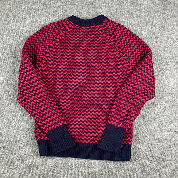 Rogers Peet Company Mens Small Red Navy Australia 100% Wool Sweater Vintage Knit - Picture 6 of 7